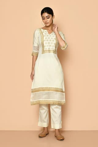 Elly handloom maheshwari silk kurta set for women