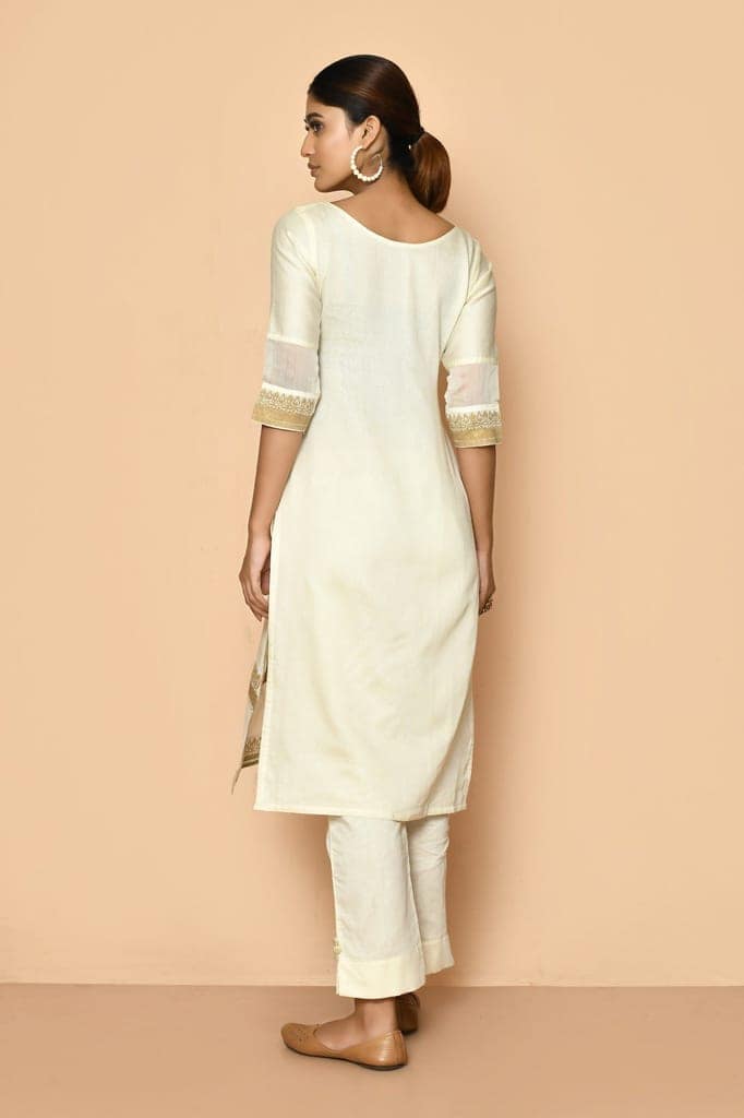 Elly handloom maheshwari silk kurta set for women view 7
