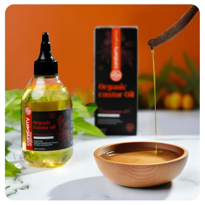 Careberry Organic Cold Pressed Castor Oil (Arandi Oil), Hexane Free, 100% Natural & Cold Pressed, Ayush Certified Ayurvedic 200ml view 7
