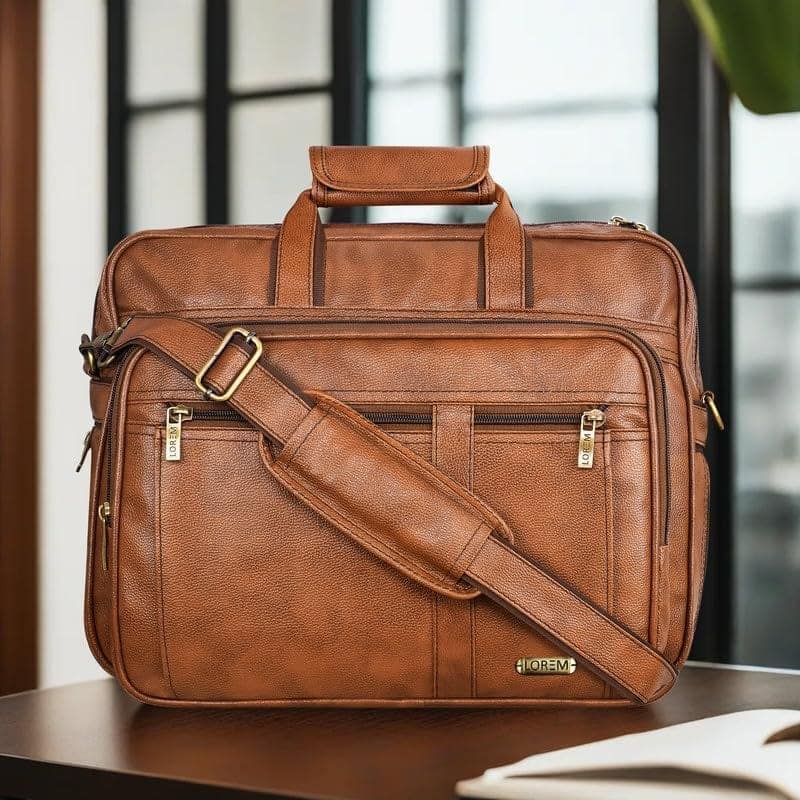LOREM 28L Faux Leather Messenger Bag For Men-UF view 2
