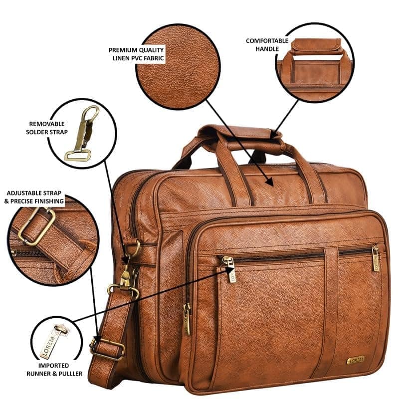 LOREM 28L Faux Leather Messenger Bag For Men-UF view 4