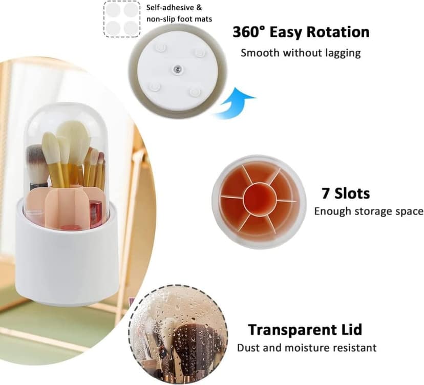 GLOWSERIE 360° Rotating Makeup Brush Organizer with Dustproof Cover view 5