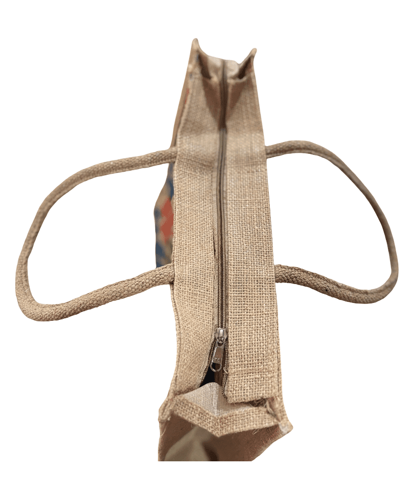 Jute Tote Bag with Floral Print - Eco-Friendly & Stylish view 2