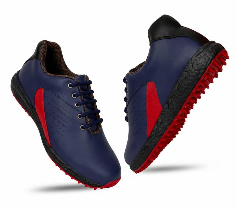 HITCARO Men Genuine Leather Lace-up Professional 100% Waterproof Premium Gold Golf Shoes