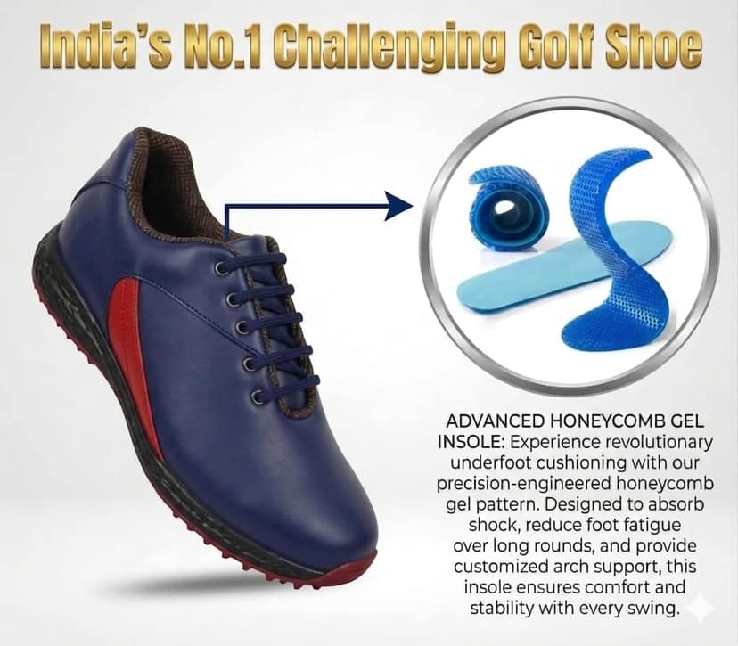 HITCARO Men Genuine Leather Lace-up Professional 100% Waterproof Premium Gold Golf Shoes view 4