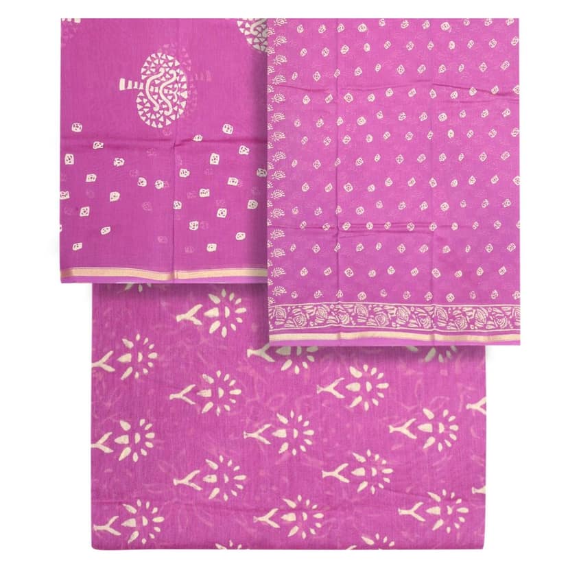 HANDLOOM CHANDERI 03 PCS DABU PRINTED SUIT (SKU - 1RDS01270221 Suit 94) view 5