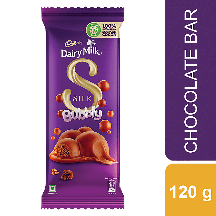 Cadbury Dairy Milk Silk Bubbly Chocolate Bar, 120 G