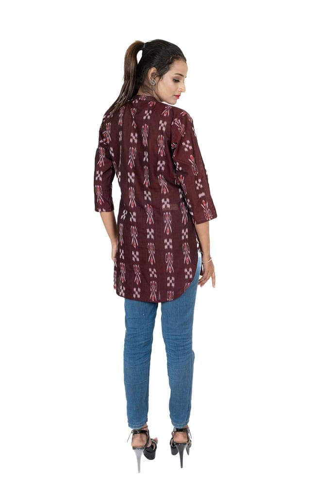 GHL GUENDICHA HAAT Sambalpuri Certified Handloom Women's Pure Cotton High Neck Kurta view 4