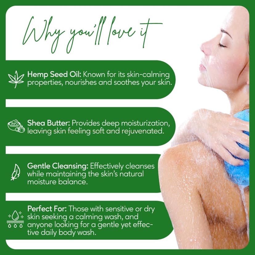 Careberry's Hemp & Shea Butter Body Wash 300ml and Hemp Seed & Ginseng Age-Defying Body Lotion 200ml combo view 2