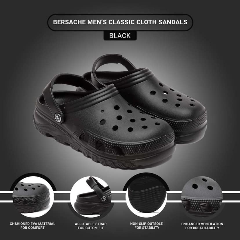 Bersache Extra Soft Classic Casual with Back Strap Regular wear with Ultra Soft & Flexibility Technology Clog for Men's view 5