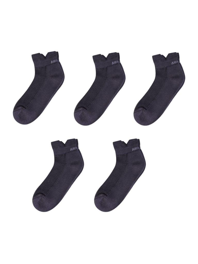 AirGarb Low Ankle Cotton Sneakers Socks for Men and Women: Comfortable Cushioning & Breathable Design Pack of 5 - TCA5A (Free Size) Ash