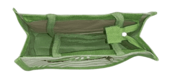 Green and White Striped Hand Embroidered Jute Bag view 4
