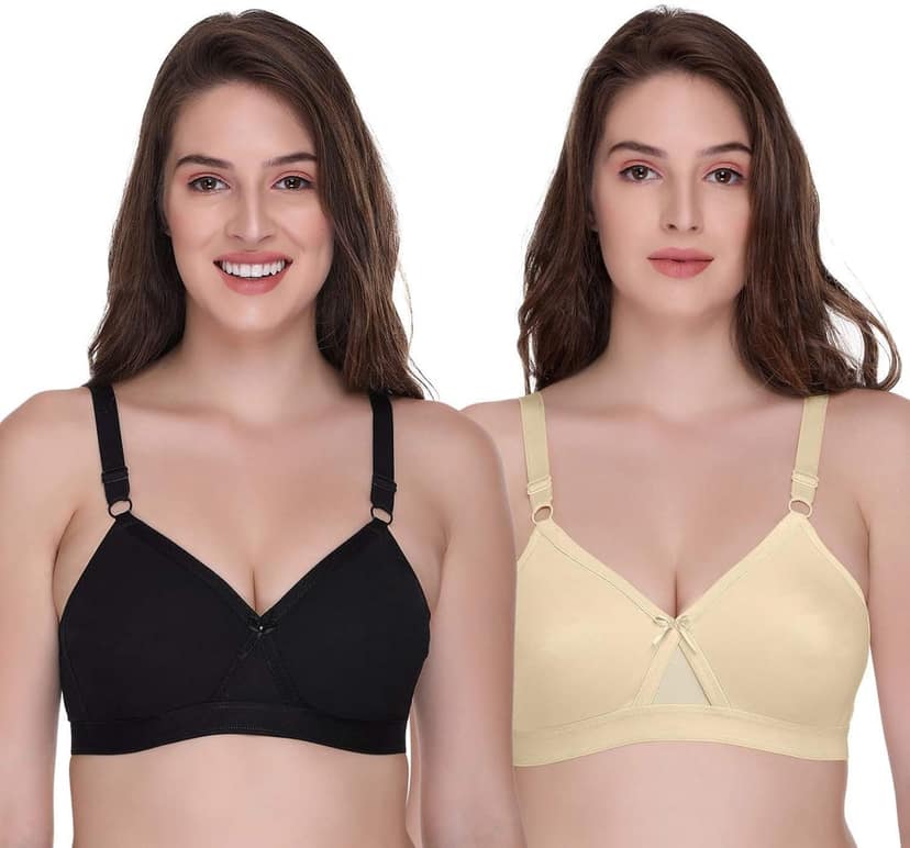 SONA Women's Super-Fit T-Shirt Bra Full Coverage Non Padded Cotton Pack of 2 view 2