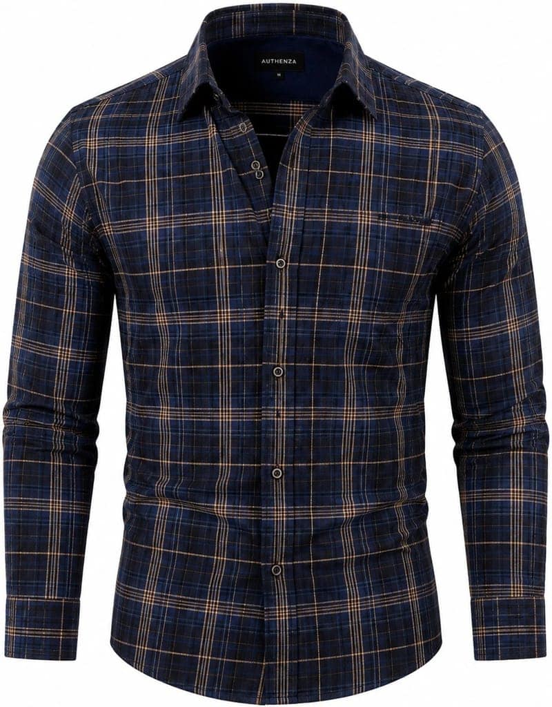 Enrich Fashion Factory Men's Navy Blue Checkered Casual Shirt view 2