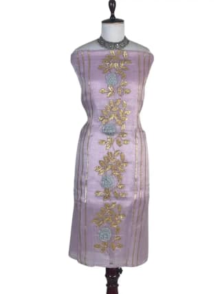 Kota Doria Dress Material Light Lilac Gold Rose Vine