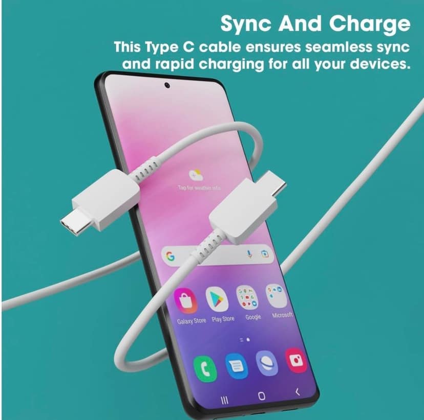 USB C to C Cable Fast Charging | 4-Core Type-C Charger Cord for Android Phones & Tablets view 3
