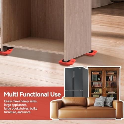 Furniture Movers Slider with Lifter Tool Set, 4 Pieces, 360° Rotational Pads, Heavy Duty, 150 KG Capacity, Red view 3