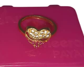 Gold Plated Cubic Zirconia Heart-Shaped Ring for Women