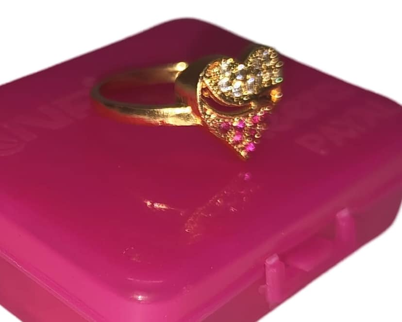 Gold Plated Cubic Zirconia Heart-Shaped Ring for Women view 2