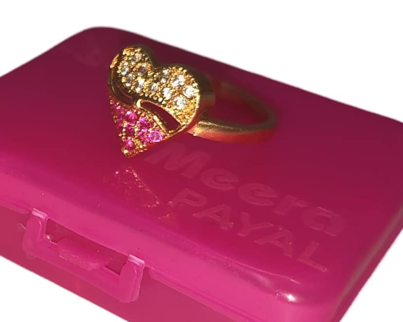 Gold Plated Cubic Zirconia Heart-Shaped Ring for Women view 3
