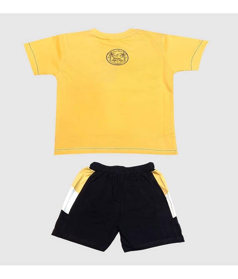 Kideon Pack of 1 Boys Cotton T-Shirt & Shorts Set ( Gold ) view 2