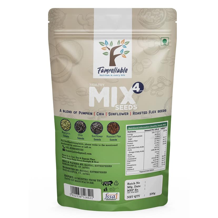 Famreliable Ultimate Super Seed Mix 200g: Pumpkin, Chia, Sunflower & Flax 200g- The Powerhouse Snack Unleash Your Inner Vigor with Nature's Finest Seeds view 2