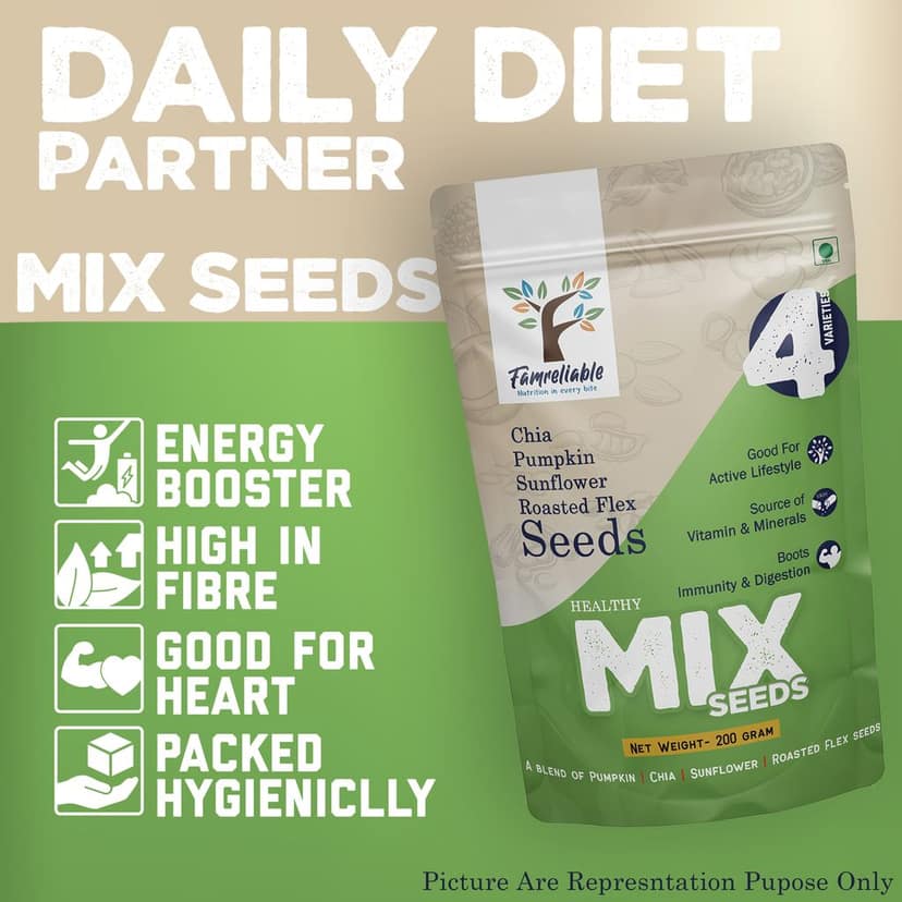 Famreliable Ultimate Super Seed Mix 200g: Pumpkin, Chia, Sunflower & Flax 200g- The Powerhouse Snack Unleash Your Inner Vigor with Nature's Finest Seeds view 4