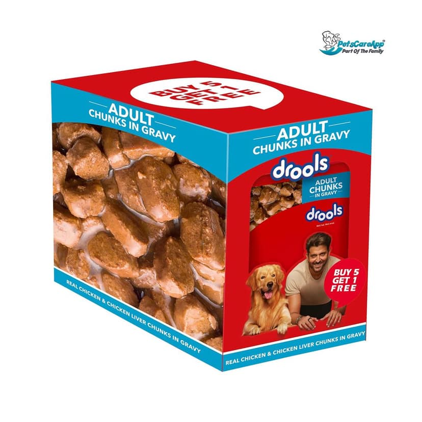 Drools Adult Wet Dog Food, Real Chicken and Chicken Liver Chunks in Gravy 0.9Kg (150g x6) view 3