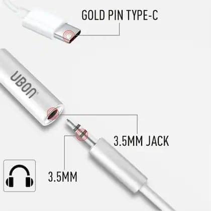 UBON 3.5mm Jack Audio Adapter for iPhone 14 13 12 11 Pro Max XR XS X 8 7 Plus SE 2020/2016, iPad iPod - White view 4