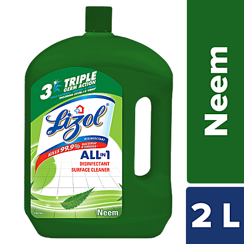 Lizol Disinfectant Surface & Floor Cleaner Liquid - Neem, 2 L Bottle