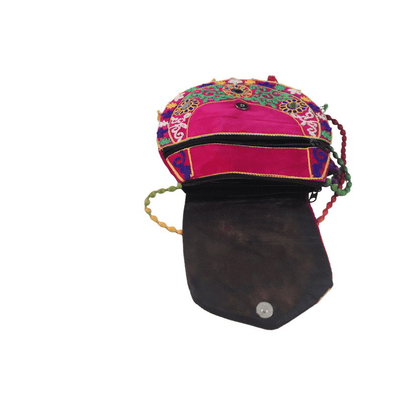 Red Hand Embroidered Ethnic Indian Elephant Sling Bag with Mirror Work and Tassels view 4