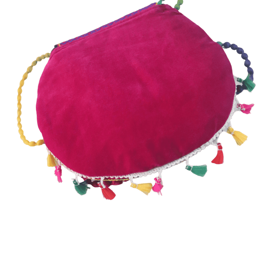 Red Hand Embroidered Ethnic Indian Elephant Sling Bag with Mirror Work and Tassels view 5