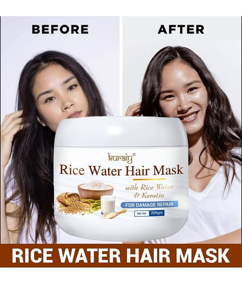 KURAIY Rice Water Hair Mask With Rice Water & Keratin For Damage Repair 200g view 2
