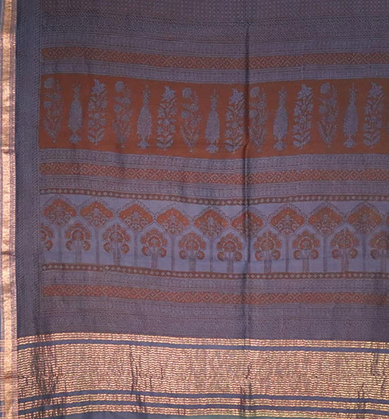 Bagh Print Maheshwari Cotton-Silk Saree – Hand Block Printed view 3