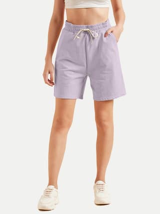 Womens Lilac Solid Shorts
