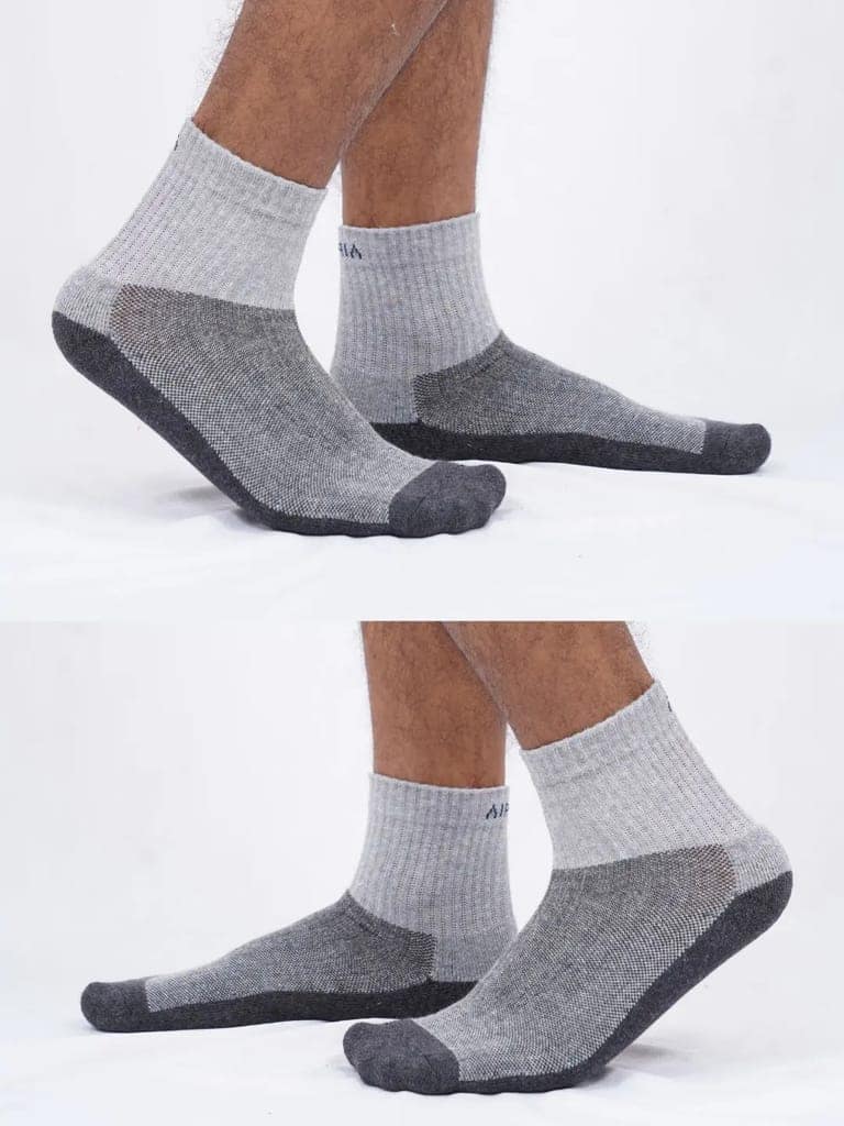 Cotton Ankle Socks for Men and Women - Grey/Dark Grey view 2
