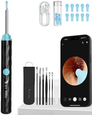 Dr Vaku Earocam Ear Cleaner Earwax Removal Tool with Extra Cleaning Kit (Set of 8) HD Camera Wifi Connection & 6 LED Lights Endoscope Tool for iOS & Android + 11 Silicone Tips Free