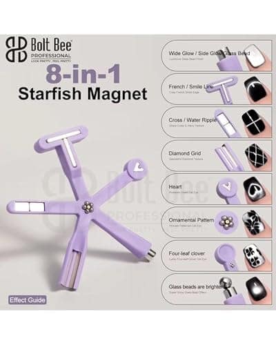 BOLT BEE 8-in-1 Cat Eye Magnet Tool for Nail Art | Multi-Function Cat Eye Gel Magnetic Stick with Strong 3D Effects | Upgraded Nail Art Magnet with Silicone Protective Case for Salon & Home Use view 3
