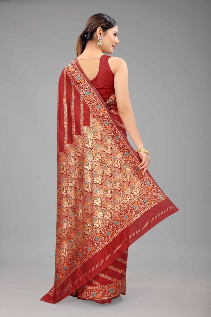 Women's Banarasi Art Silk Saree With Unstiched Blouse Piece view 2