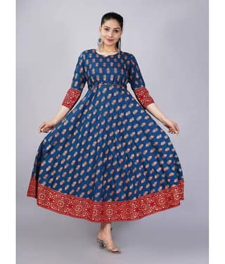 Mishree Collection - Blue Rayon Women's Anarkali Kurti ( Pack of 1 )