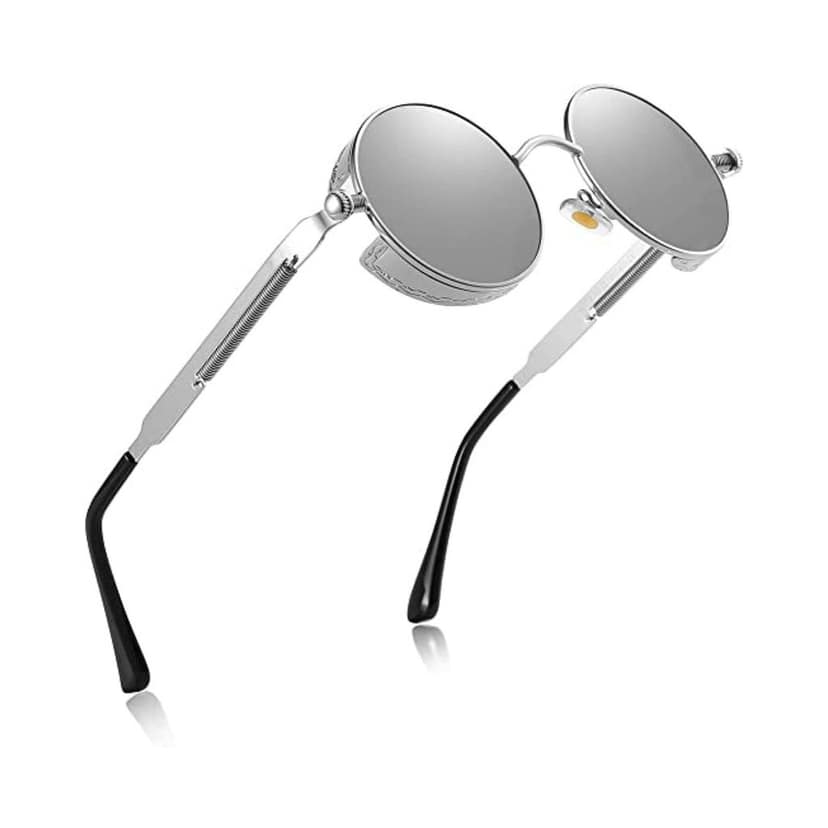 4Flaunt Disc Series UV Protected Steampunk Round Sunglasses For Men & Women (Silver-Grey) - Pack of 1 view 4
