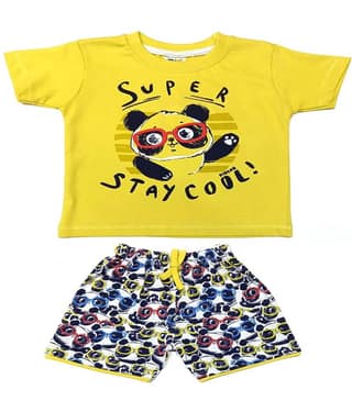 Kideon Pack of 1 Baby Boys 100% Cotton Top & Shorts ( Yellow )