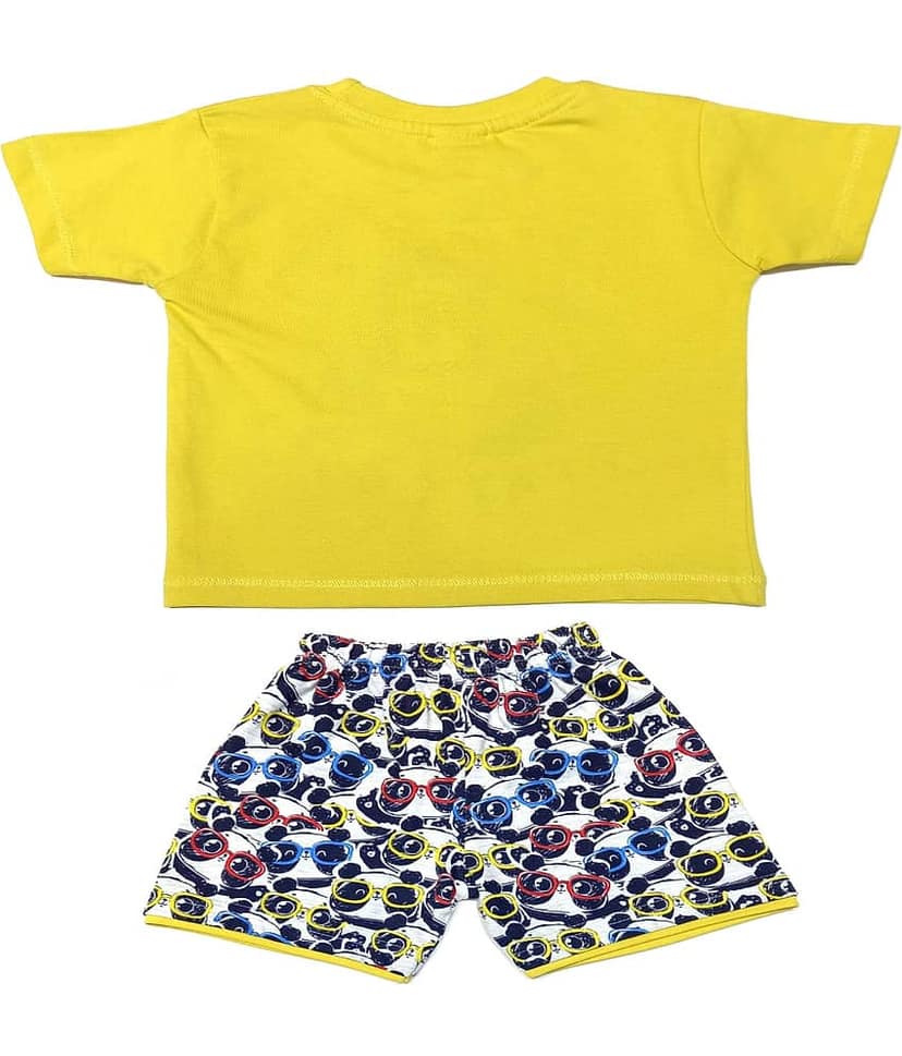 Kideon Pack of 1 Baby Boys 100% Cotton Top & Shorts ( Yellow ) view 2