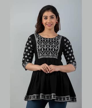 FABRR Women's Rayon Tunic ( Black )