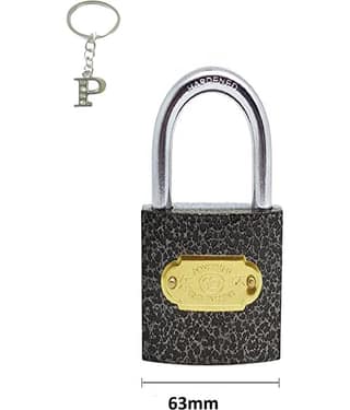 multi type alfa bets key chain Pressing Hard Stainless Steel black Finish Lock with 3 Key (lock 63 mm )