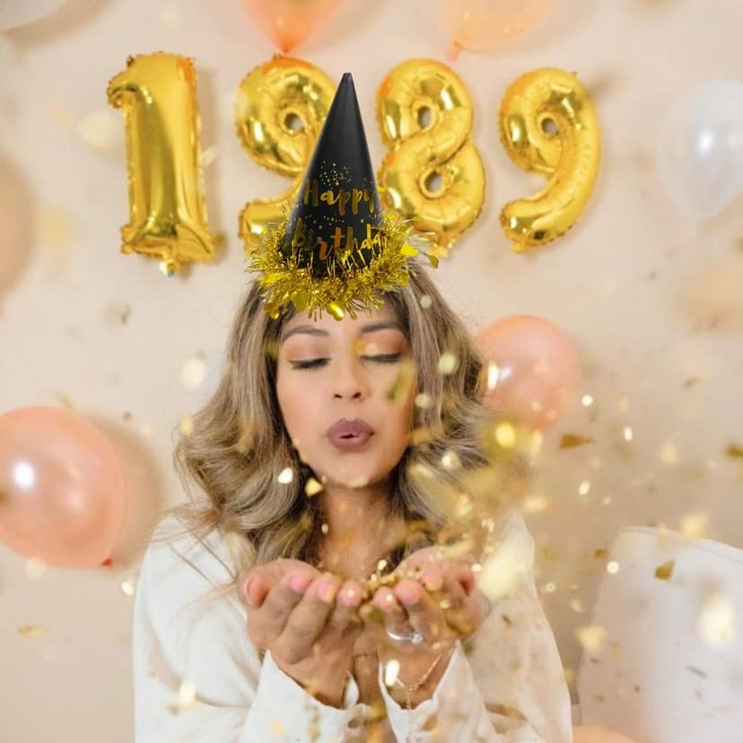 Black & Gold Happy Birthday Caps, Birthday Hats for Kids and Adults-Pack of 1 view 5