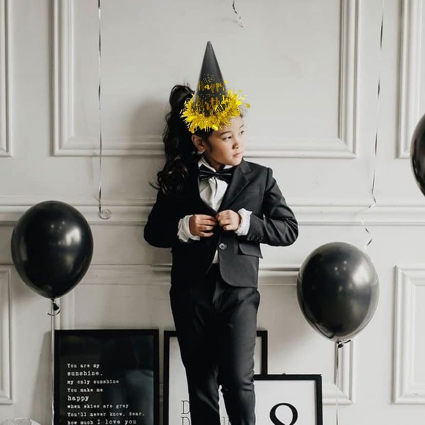 Black & Gold Happy Birthday Caps, Birthday Hats for Kids and Adults-Pack of 1 view 6