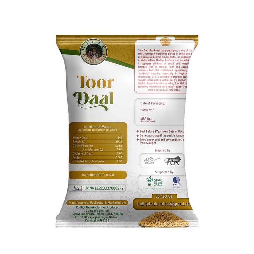 Kudlig Toor Daal 500g - Premium Split Pigeon Peas view 2