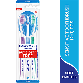 Sensodyne Sensitive Toothbrush With Soft Rounded Bristles - 2 pcs (Buy 2 Get 1 Free)