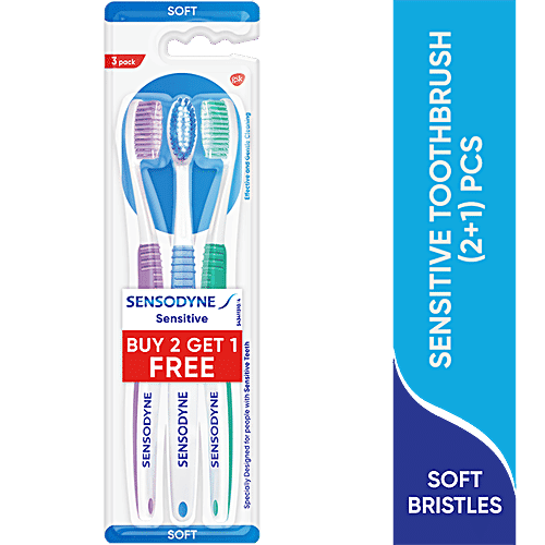 Sensodyne Sensitive Toothbrush With Soft Rounded Bristles - 2 pcs (Buy 2 Get 1 Free)
